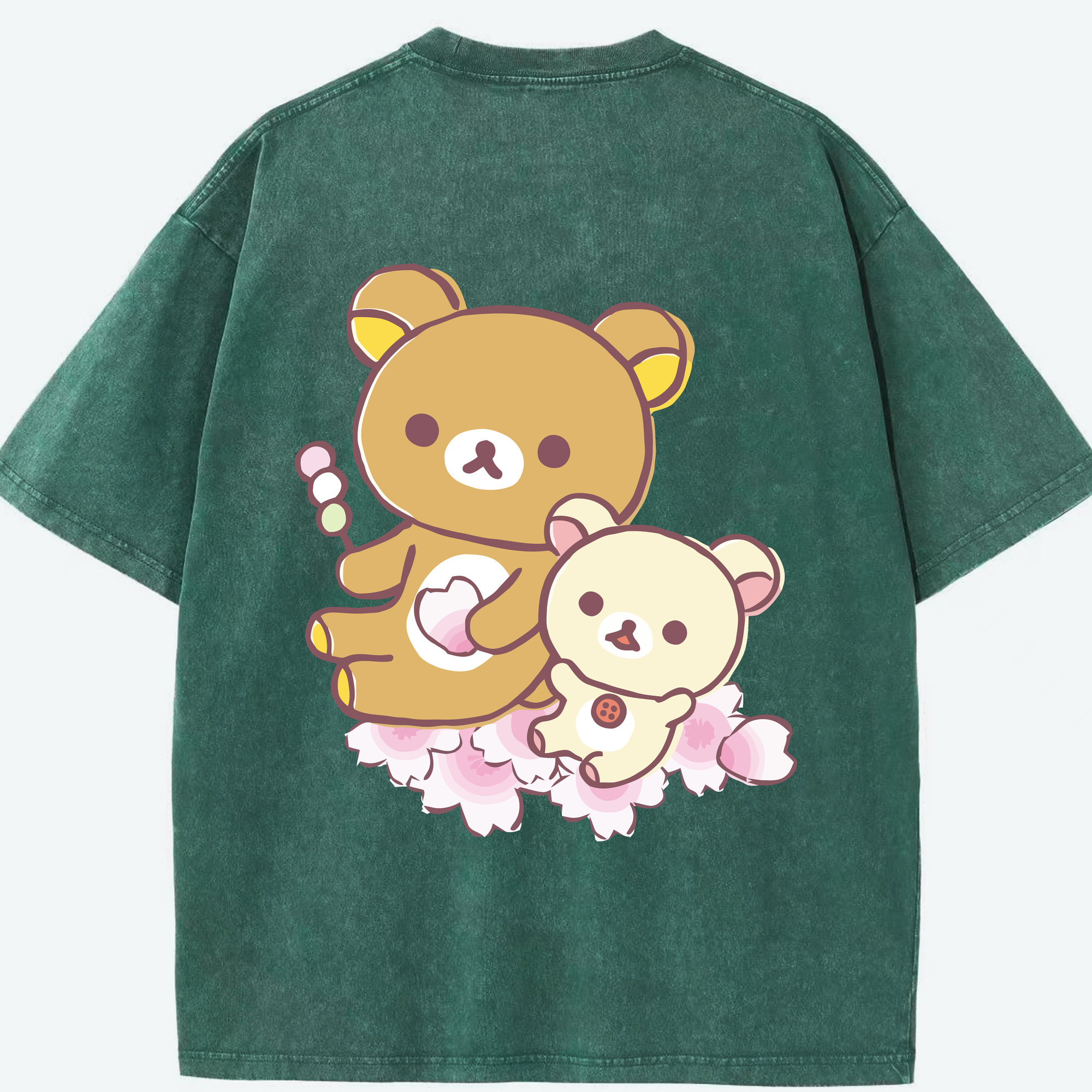 （画像用） リラックマ リラックマ キイロイトリ Rilakkuma Korilakkuma Kiiroitori 綿100% ヴィンテージ風 半袖Tシャツ（背面プリント）